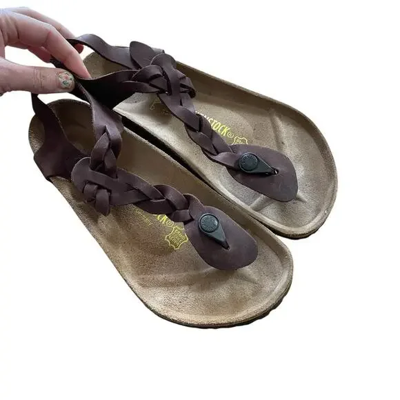 Birkenstock Kairo Braided Brown Oil Leather Sandals - 39 - Picture 2 of 10